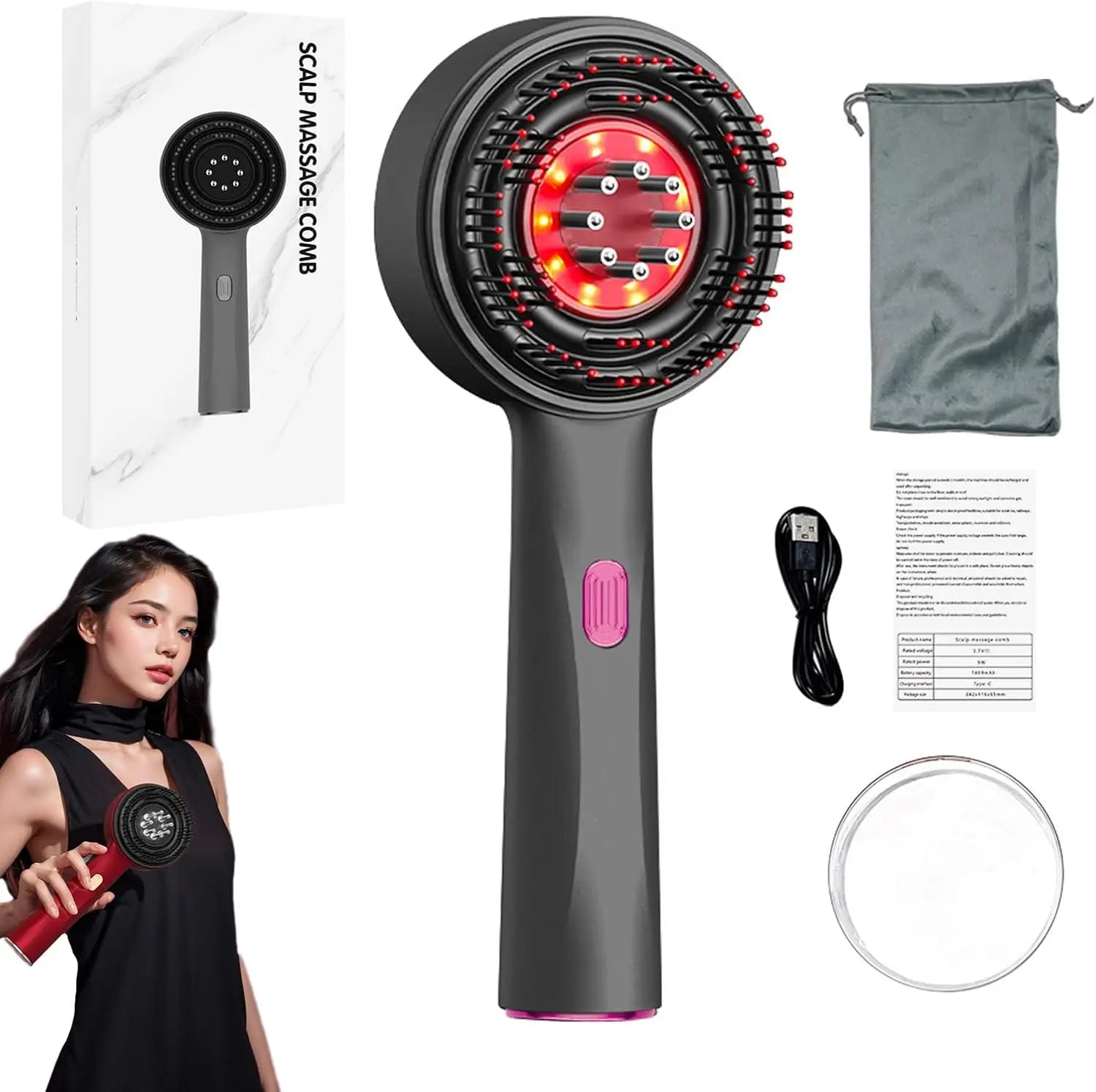 Peigne massant électrique avec applicateur d’huile